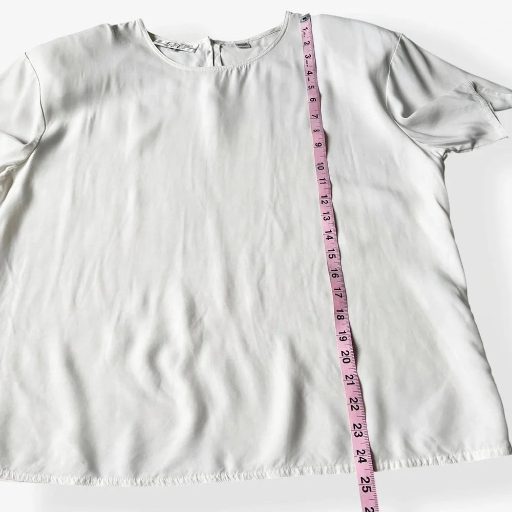 VTG 80s Herman Geist for Talbots Antique White Relaxed Short Sleeve Shirt Blouse - Picture 9 of 9